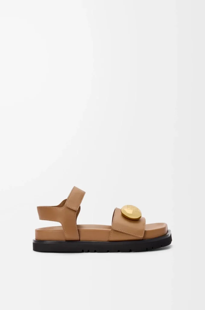 Pebble fussbett sandal in soft calfskin Oak Pebble fussbett sandal in soft calfskin Oak