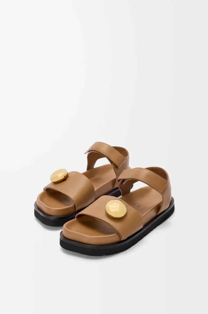 Pebble fussbett sandal in soft calfskin Oak Pebble fussbett sandal in soft calfskin Oak