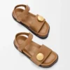 Pebble fussbett sandal in soft calfskin Oak Pebble fussbett sandal in soft calfskin Oak