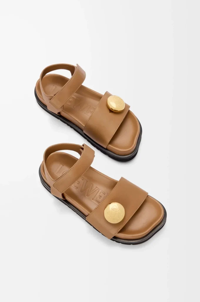 Pebble fussbett sandal in soft calfskin Oak Pebble fussbett sandal in soft calfskin Oak