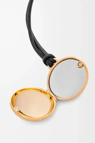 Pebble locket charm Gold/Black