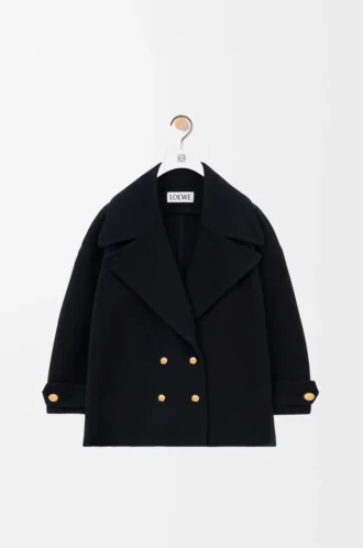 Pebble peacoat in wool Midnight Blue