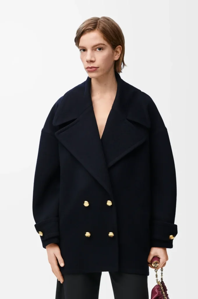 Pebble peacoat in wool Midnight Blue Pebble peacoat in wool Midnight Blue