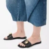 Pebble slide in soft calfskin Black
