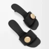 Pebble slide in soft calfskin Black