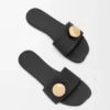 Pebble slide in soft calfskin Black