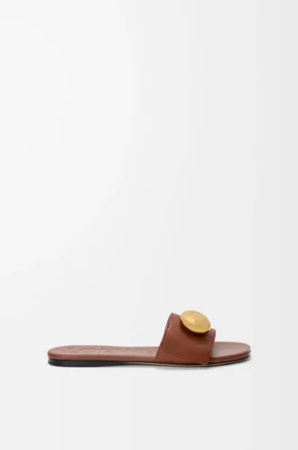 Pebble slide in soft calfskin Rust