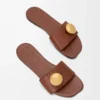 Pebble slide in soft calfskin Rust Pebble slide in soft calfskin Rust