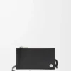 Pebble Slider coin cardholder in shiny nappa calfskin Black/Dark Khaki