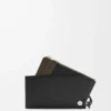 Pebble Slider coin cardholder in shiny nappa calfskin Black/Dark Khaki