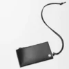 Pebble Slider coin cardholder in shiny nappa calfskin Black/Dark Khaki