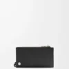 Pebble Slider coin cardholder in shiny nappa calfskin Black/Dark Khaki