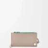 Pebble Slider coin cardholder in shiny nappa calfskin Sand/Tropical Green Pebble Slider coin cardholder in shiny nappa calfskin Sand/Tropical Green