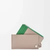 Pebble Slider coin cardholder in shiny nappa calfskin Sand/Tropical Green Pebble Slider coin cardholder in shiny nappa calfskin Sand/Tropical Green