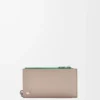 Pebble Slider coin cardholder in shiny nappa calfskin Sand/Tropical Green Pebble Slider coin cardholder in shiny nappa calfskin Sand/Tropical Green