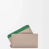 Pebble Slider coin cardholder in shiny nappa calfskin Sand/Tropical Green Pebble Slider coin cardholder in shiny nappa calfskin Sand/Tropical Green