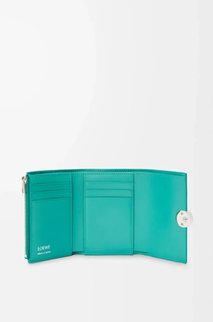 Pebble small vertical wallet in pebble grained calfskin Aquamarine Pebble small vertical wallet in pebble grained calfskin Aquamarine
