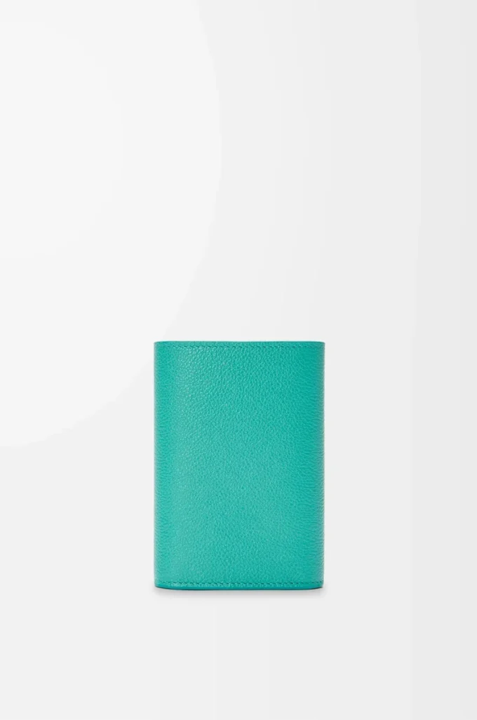 Pebble small vertical wallet in pebble grained calfskin Aquamarine Pebble small vertical wallet in pebble grained calfskin Aquamarine