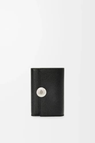 Pebble small vertical wallet in pebble grained calfskin Black