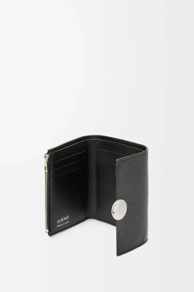 Pebble small vertical wallet in pebble grained calfskin Black Pebble small vertical wallet in pebble grained calfskin Black