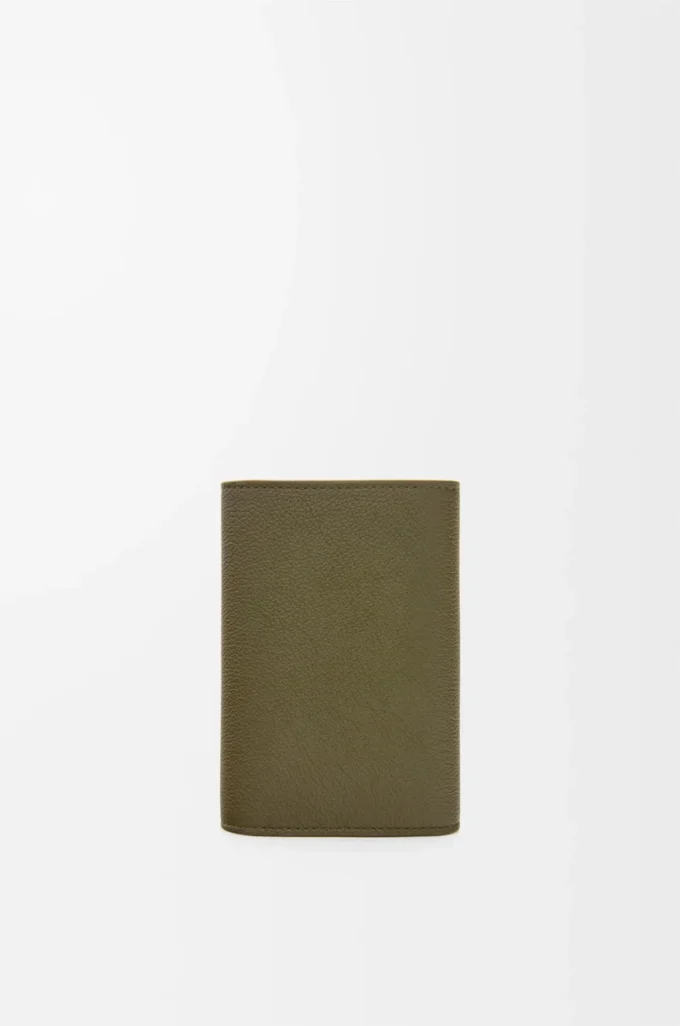 Pebble small vertical wallet in pebble grained calfskin Dark Khaki Pebble small vertical wallet in pebble grained calfskin Dark Khaki
