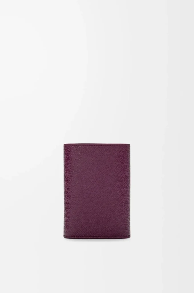 Pebble small vertical wallet in pebble grained calfskin Plum Pebble small vertical wallet in pebble grained calfskin Plum