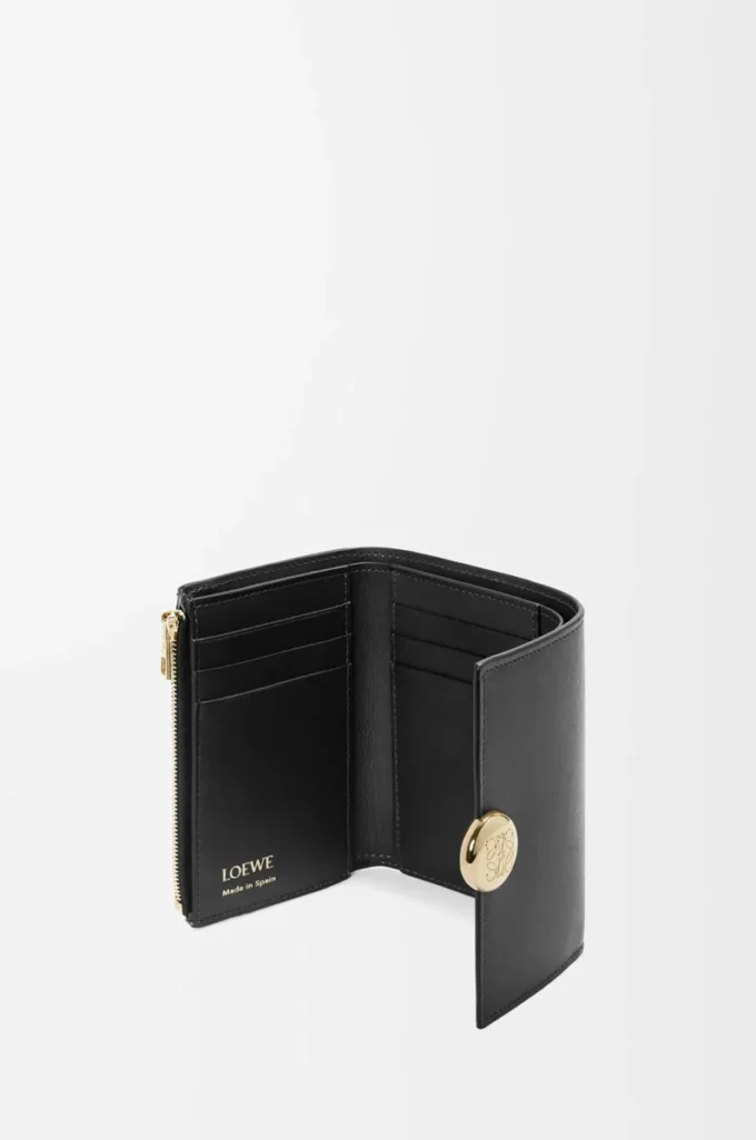 Pebble small vertical wallet in shiny nappa calfskin Black Pebble small vertical wallet in shiny nappa calfskin Black