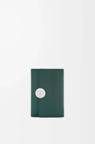 Pebble small vertical wallet in shiny nappa calfskin Deep Forest