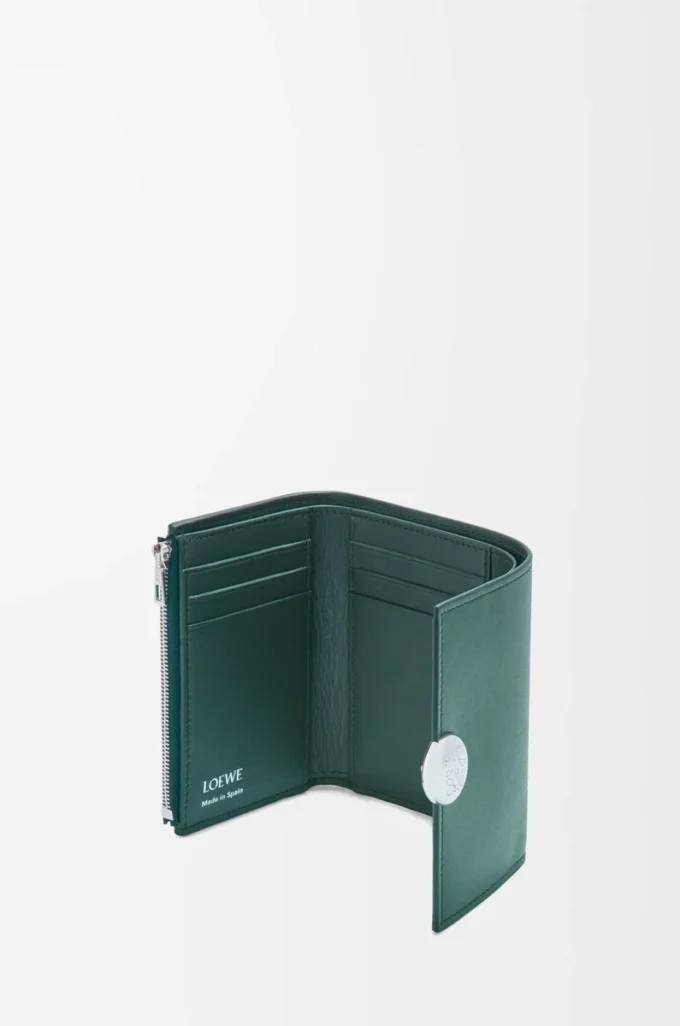Pebble small vertical wallet in shiny nappa calfskin Deep Forest Pebble small vertical wallet in shiny nappa calfskin Deep Forest