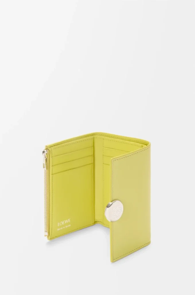 Pebble small vertical wallet in shiny nappa calfskin Light Citrine Pebble small vertical wallet in shiny nappa calfskin Light Citrine