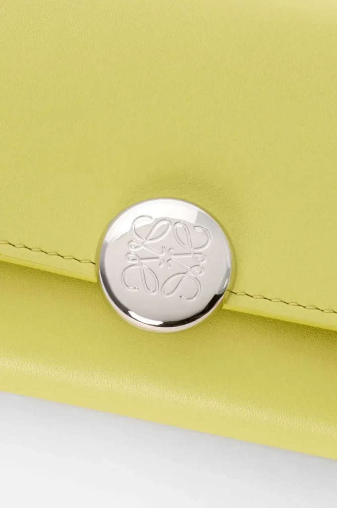 Pebble small vertical wallet in shiny nappa calfskin Light Citrine Pebble small vertical wallet in shiny nappa calfskin Light Citrine