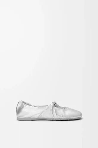Pebble Soft ballerina in laminated nappa lambskin Silver