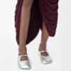 Pebble Soft ballerina in laminated nappa lambskin Silver