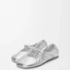 Pebble Soft ballerina in laminated nappa lambskin Silver