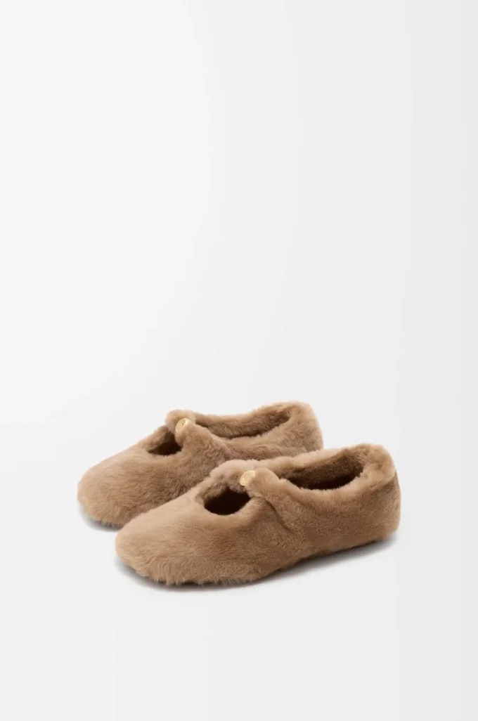 Pebble Soft ballerina in shearling Oak