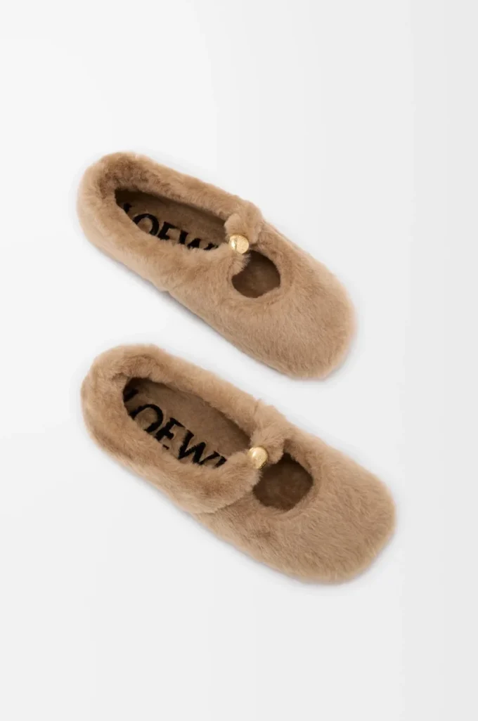 Pebble Soft ballerina in shearling Oak