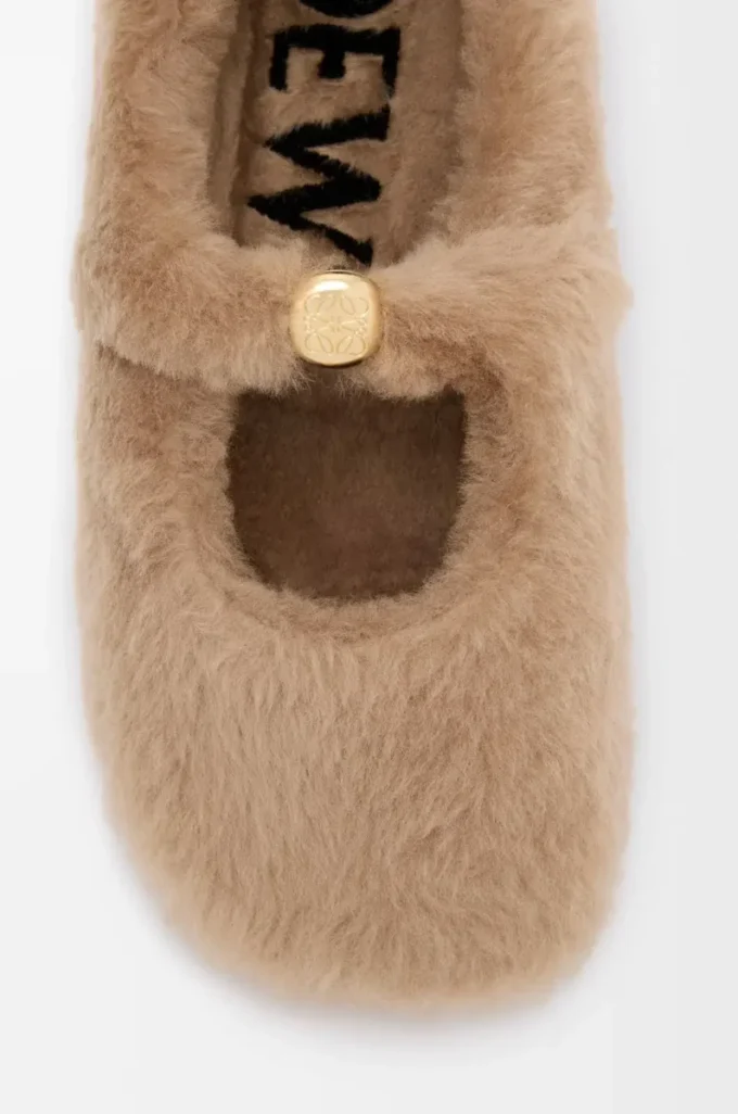 Pebble Soft ballerina in shearling Oak