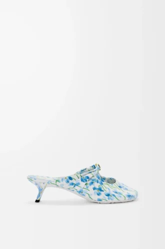 Pebble Soft mule in printed nappa lambskin Soft White/Blue