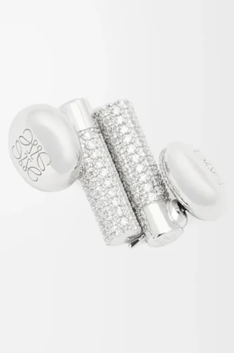 Pebble stud earrings in sterling silver and crystals Silver/White
