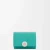 Pebble trifold wallet in pebble grain calfskin Aquamarine Pebble trifold wallet in pebble grain calfskin Aquamarine