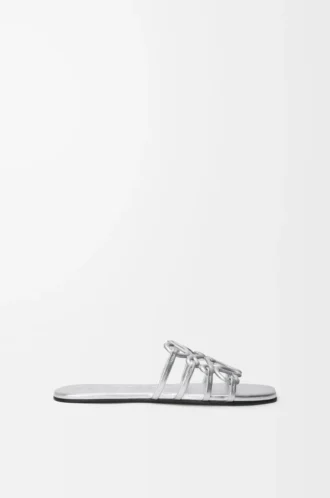 Petal Anagram slide in laminated lambskin Silver