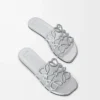 Petal Anagram slide in laminated lambskin Silver