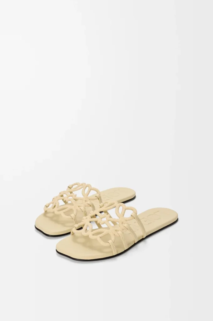 Petal Anagram slide in rhinestone-embellished suede Butter Petal Anagram slide in rhinestone-embellished suede Butter