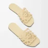 Petal Anagram slide in rhinestone-embellished suede Butter Petal Anagram slide in rhinestone-embellished suede Butter