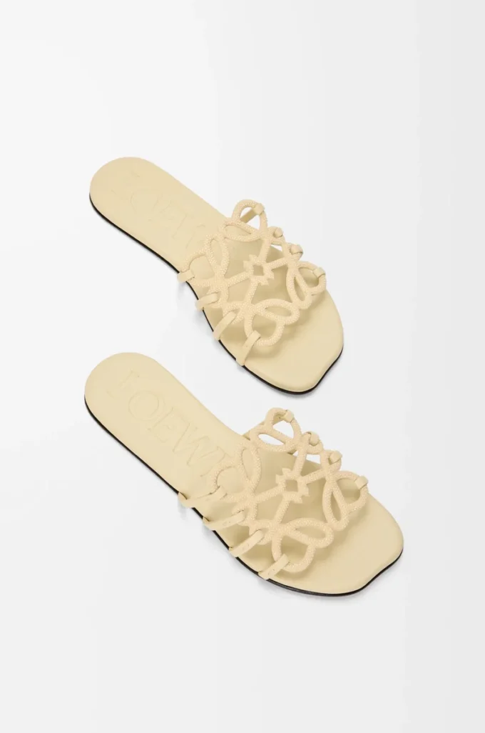 Petal Anagram slide in rhinestone-embellished suede Butter Petal Anagram slide in rhinestone-embellished suede Butter