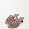 Petal Anagram slide in rhinestone-embellished suede Light Taupe Petal Anagram slide in rhinestone-embellished suede Light Taupe