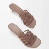 Petal Anagram slide in rhinestone-embellished suede Light Taupe Petal Anagram slide in rhinestone-embellished suede Light Taupe