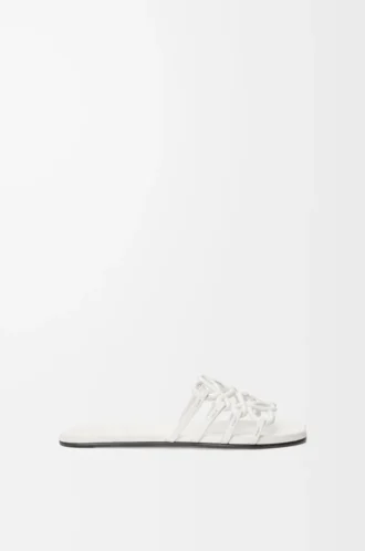 Petal Anagram slide in soft calfskin Anthurium White