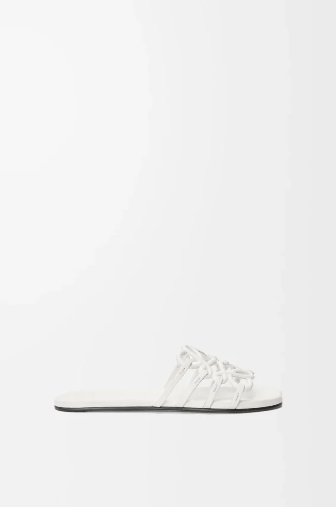 Petal Anagram slide in soft calfskin Anthurium White Petal Anagram slide in soft calfskin Anthurium White