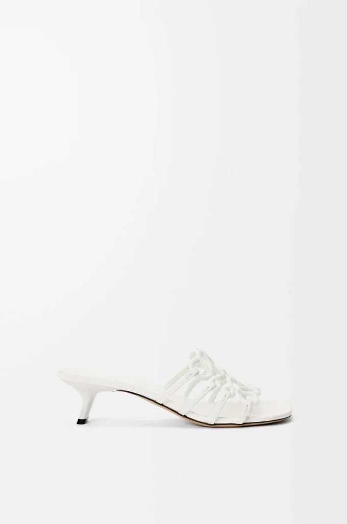 Petal Anagram slide in soft calfskin Anthurium White Petal Anagram slide in soft calfskin Anthurium White